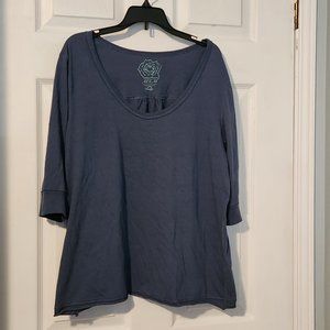 MXM Kelly 3/4 Sleeve Top, Blue, Size 1x